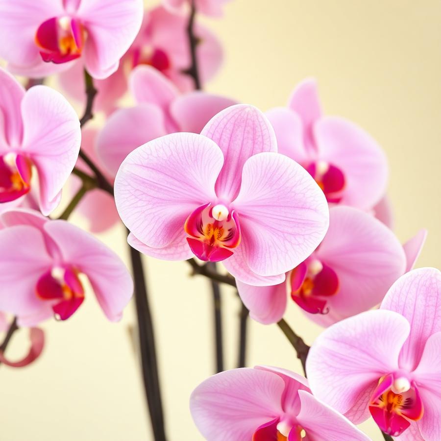 Clara Blush kollekció – Pasztell rózsaszín orchidea virágok közelről