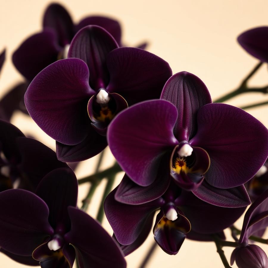 Clara Onyx kollekció – Fekete orchidea virágok közelről
